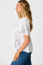 White Cotton Linen Orla Blouse